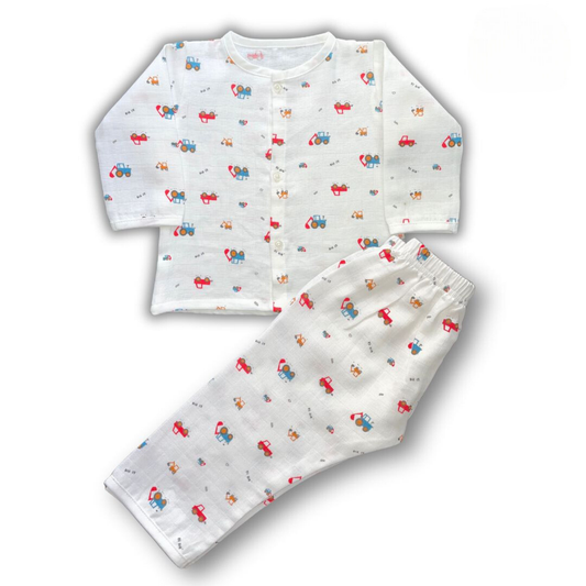 Red Truck Pyjama Set Muslin