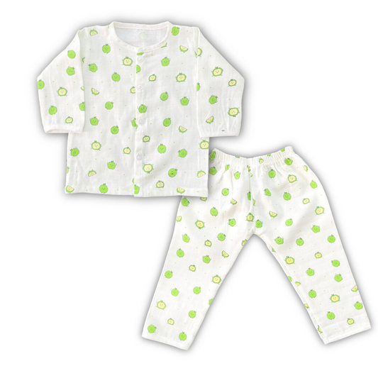 Green Apple Pyjama Set Muslin