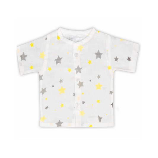 Yellow Star Jabla Half Sleeves Muslin