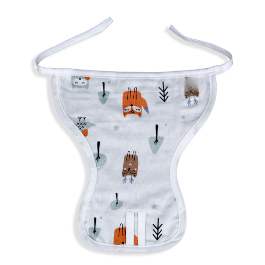 Orange Fox And Owl Nappy Muslin